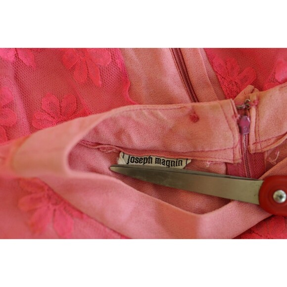 Vintage 60s Joseph Magnin Retro GoGo Flower Power Lace Pink Mod Dress - Picture 4 of 16